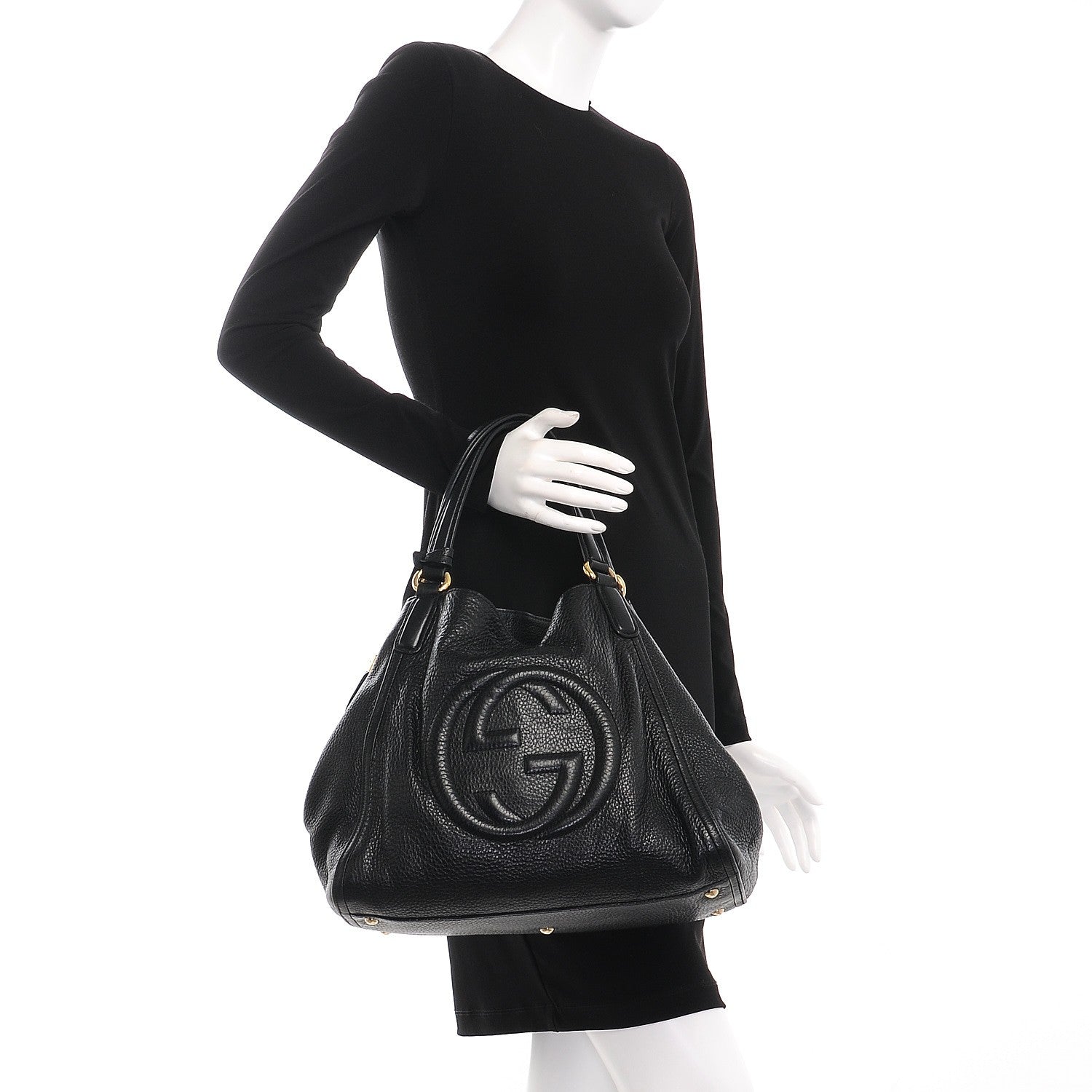 Gucci Pebbled Calfskin Medium Soho Shoulder Bag Black 2 of 7