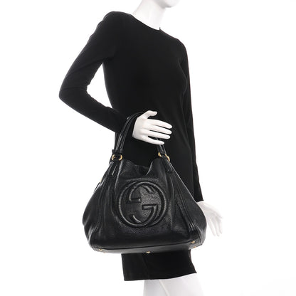 Gucci Pebbled Calfskin Medium Soho Shoulder Bag Black 2 of 7