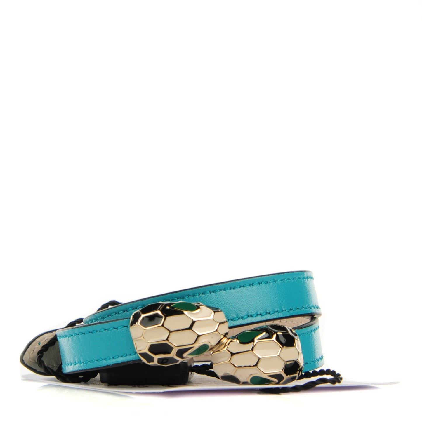 Calfskin Serpenti Forever Multi-coiled Bracelet M Aquarelle Turquoise