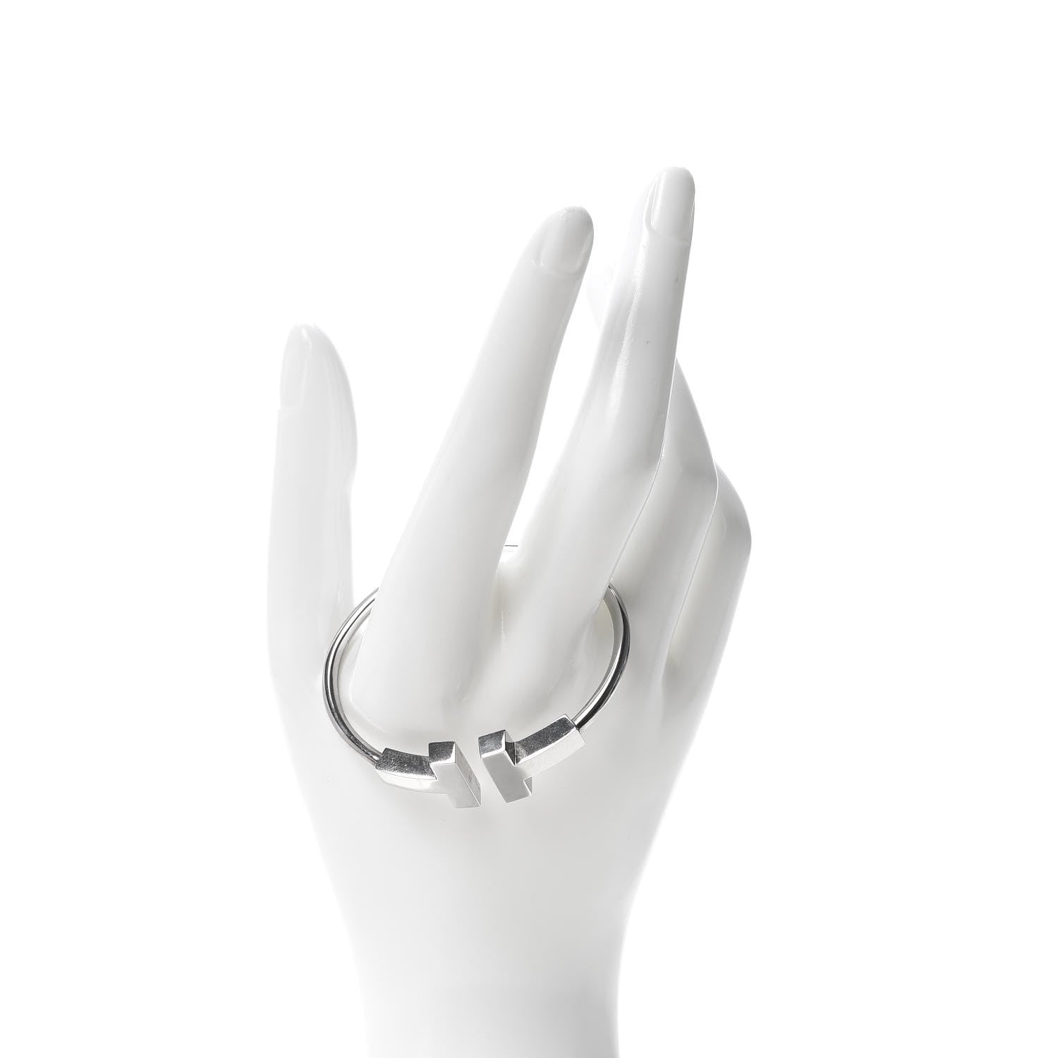 Tiffany 18K White Gold T Wide Wire Bracelet 2 of 5