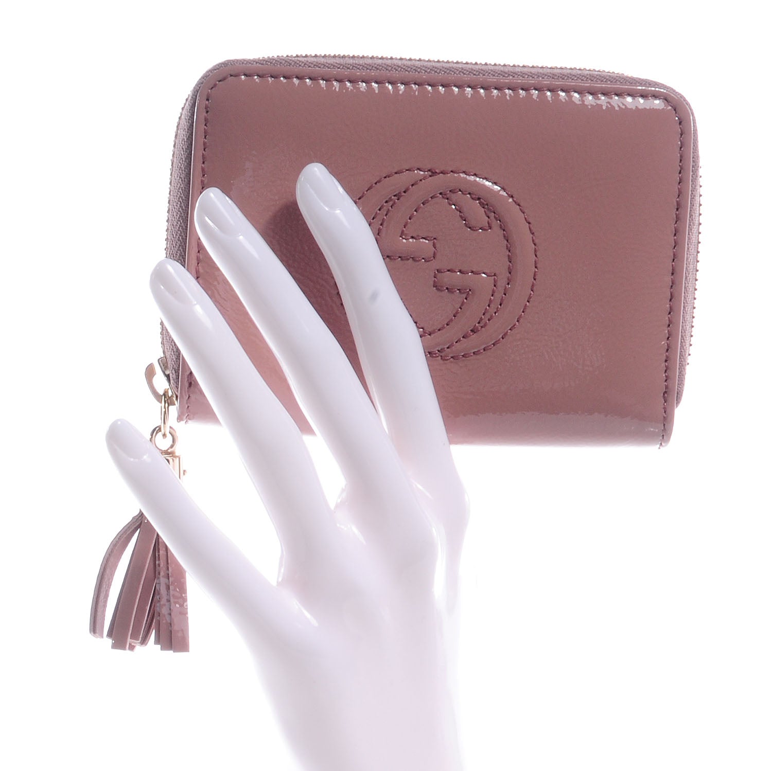Gucci Patent Soho Compact Disco Zip Around Wallet Dark Cipria 2 of 8