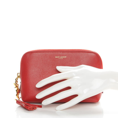 Saint Laurent Calfskin Cosmetic Case New Red 2 of 8
