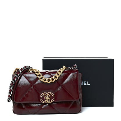 Chanel Shiny Crumpled Calfskin Quilted Medium Chanel 19 Flap Burgundy 12 of 12