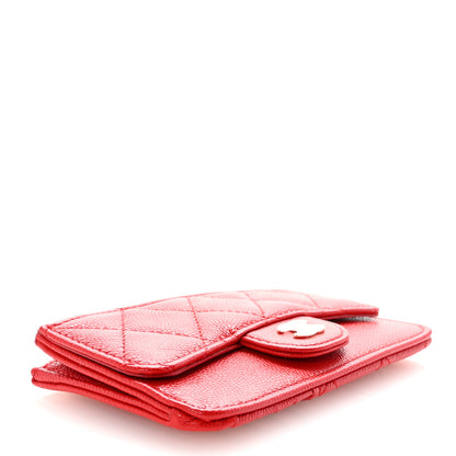 Chanel Caviar Quilted Flap Zip Card Holder Red 4 of 7