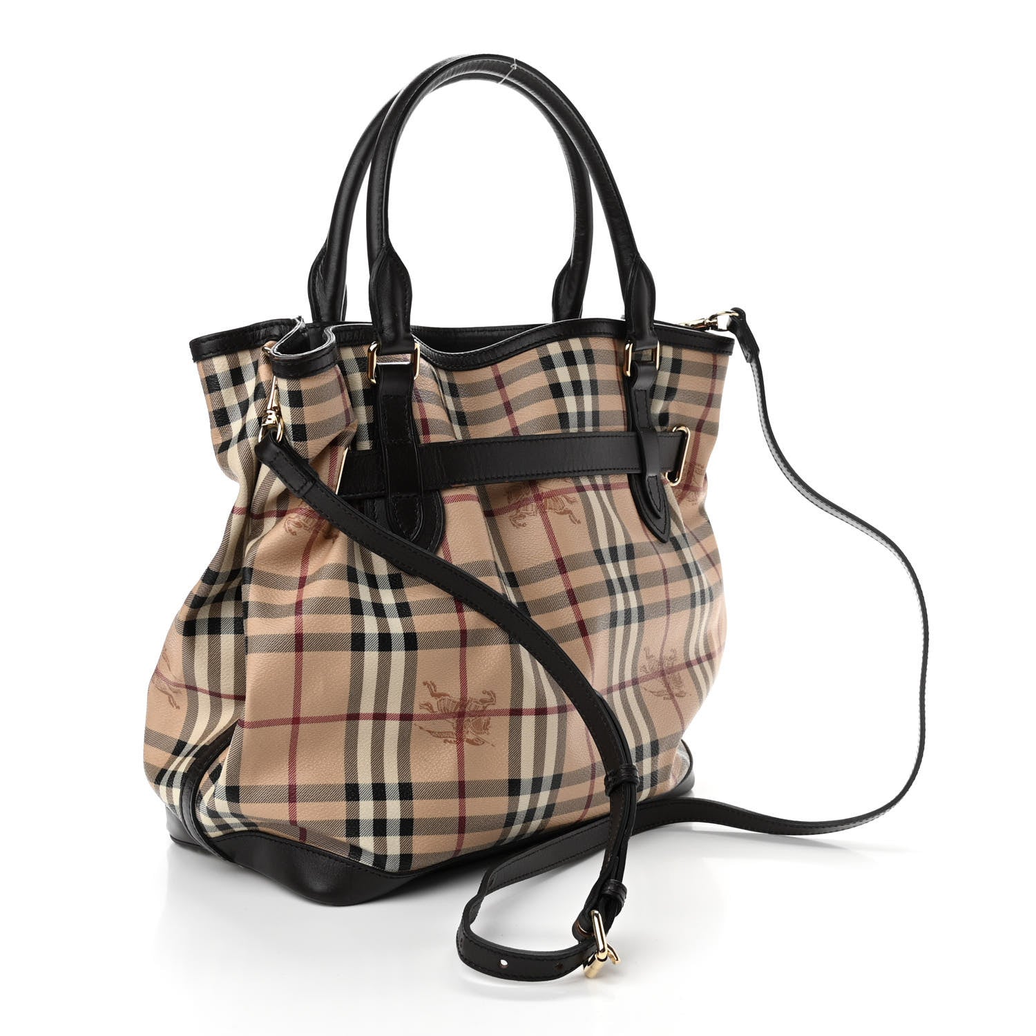 Burberry Haymarket Check Medium Golderton Tote Chocolate 3 of 9