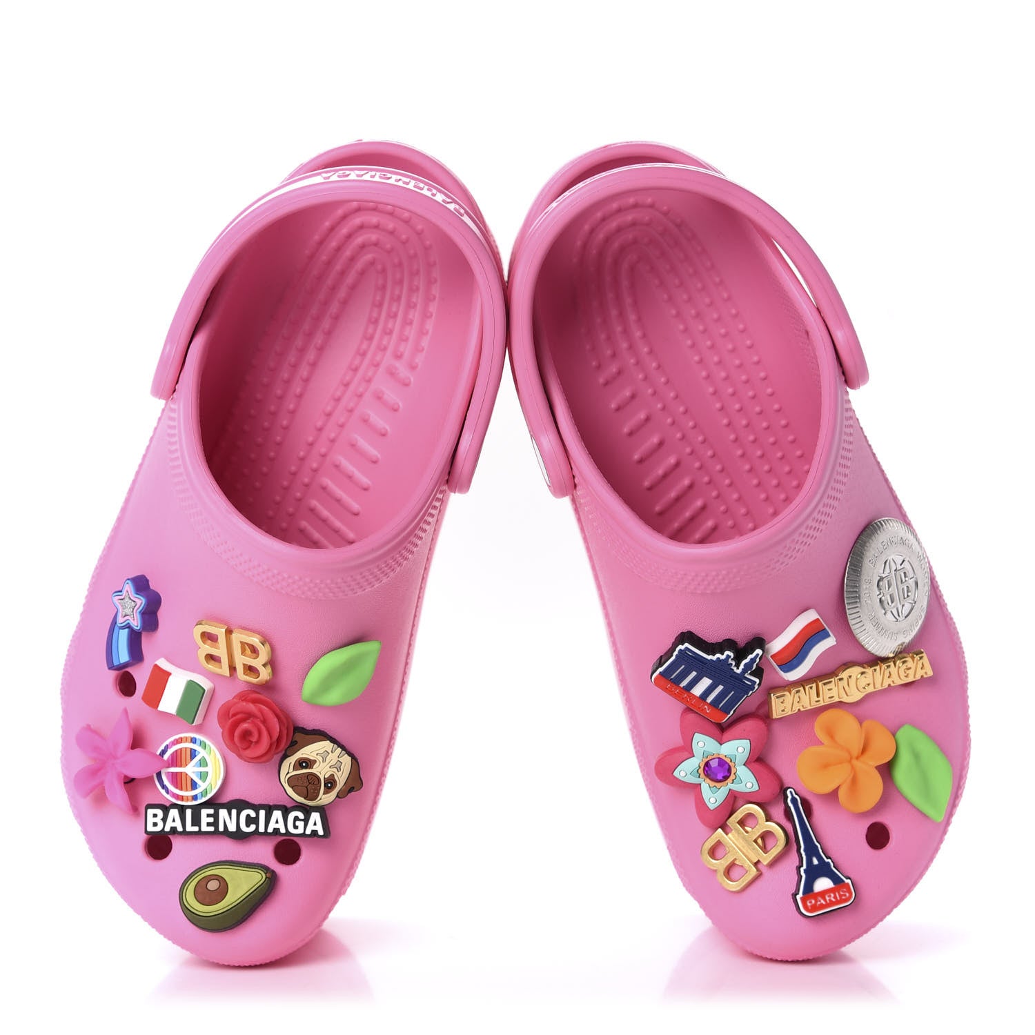 Balenciaga X CROCS Rubber Textured Womens Platform Sandals 37 Rose Bonbon 5 of 10
