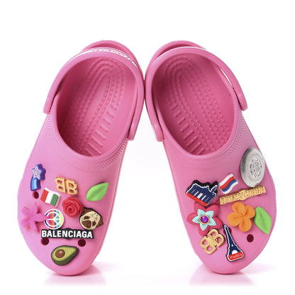 Balenciaga X CROCS Rubber Textured Womens Platform Sandals 37 Rose Bonbon 5 of 10