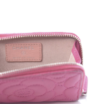 Chanel Lambskin Camellia Embossed Key Holder Case Fuchsia 6 of 11