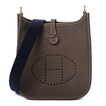 Hermes Taurillon Clemence Amazone Evelyne TPM Etoupe Bleu Indigo 1 of 4