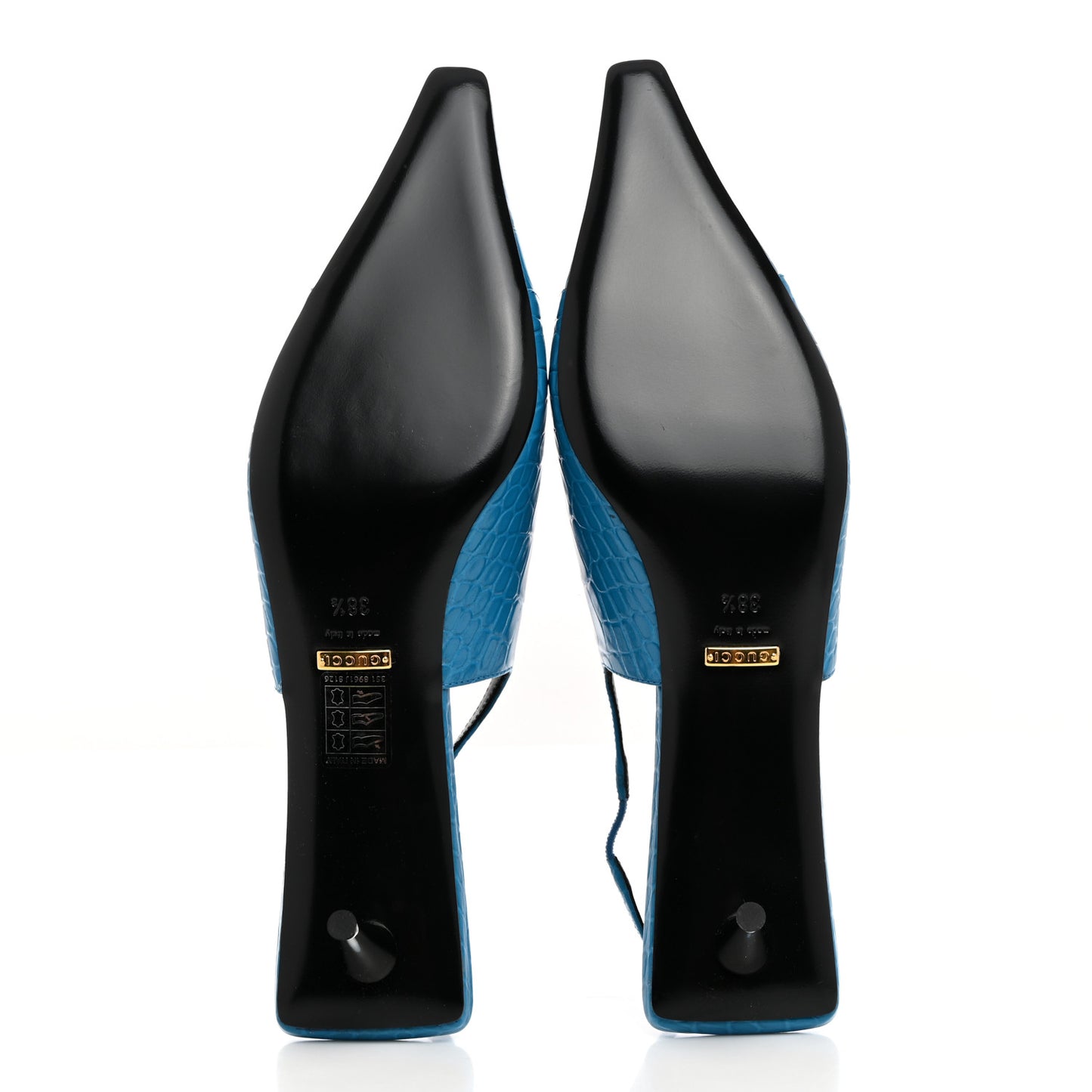 Calfskin Crocodile Print Square Slingback Pumps 40 Bright Sapphire