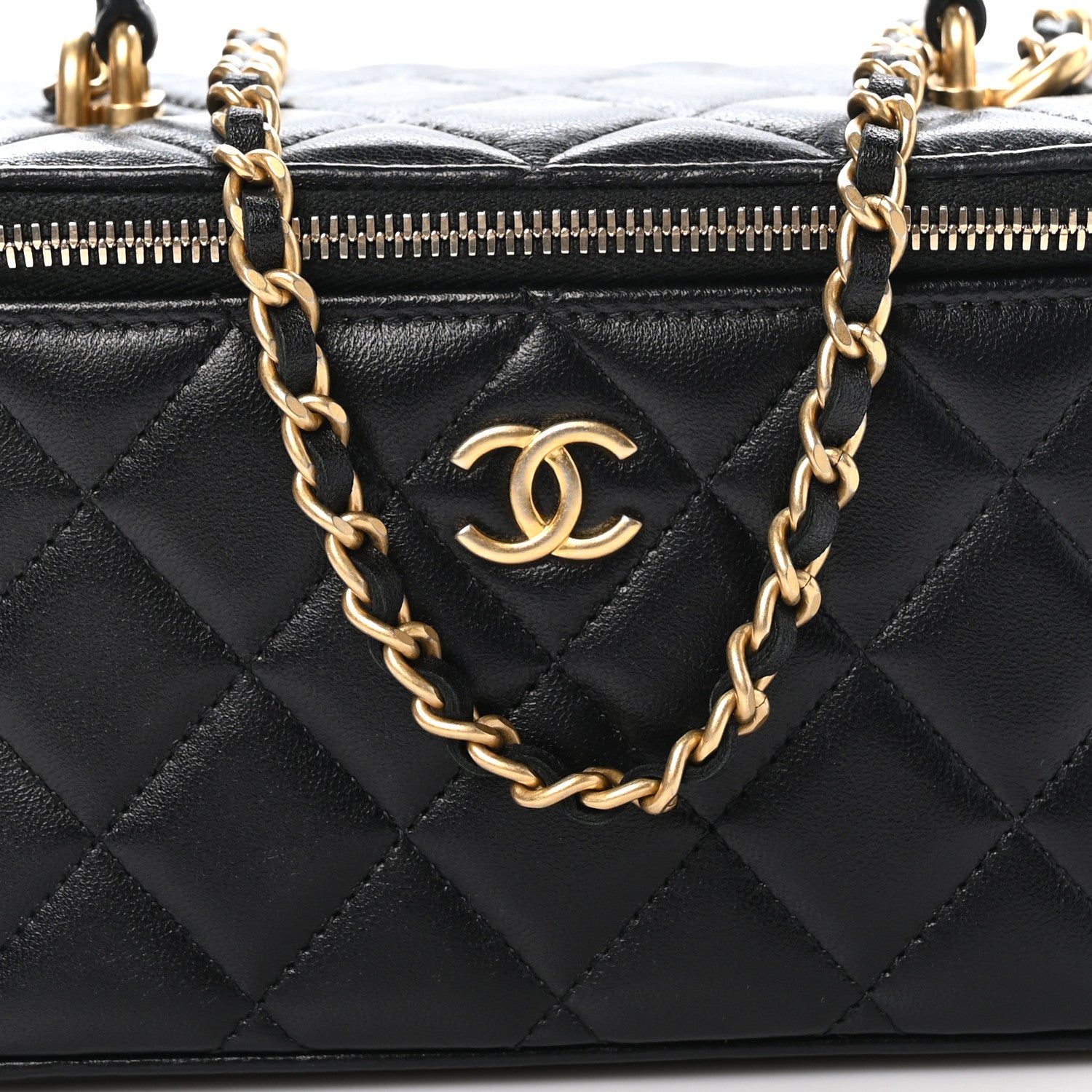 Chanel Lambskin Quilted Small Top Handle Vanity Case With Chain Black 8 of 10