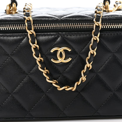 Chanel Lambskin Quilted Small Top Handle Vanity Case With Chain Black 8 of 10