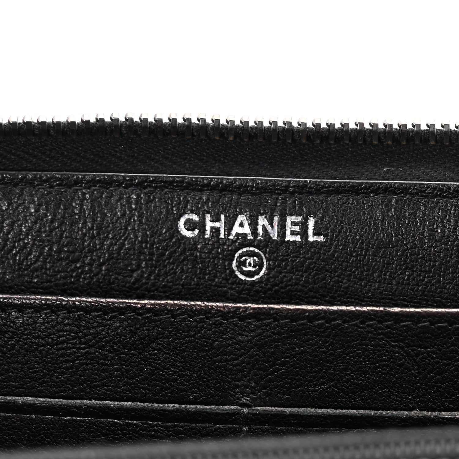 Chanel Crumpled Lambskin Studded Paris Dallas Zip Around Wallet Black 6 of 9