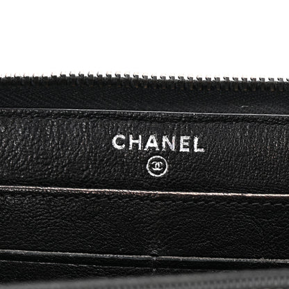 Chanel Crumpled Lambskin Studded Paris Dallas Zip Around Wallet Black 6 of 9