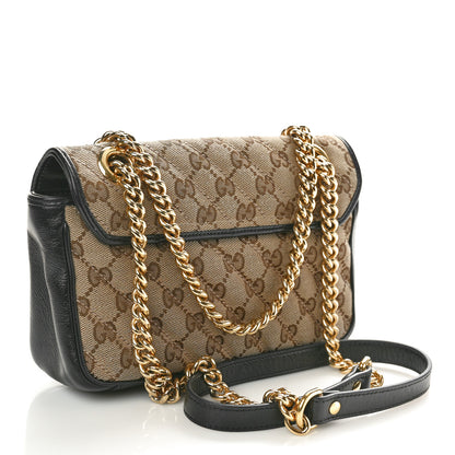 Gucci Monogram Matelasse Diagonal Mini GG Marmont Shoulder Bag Beige Black 3 of 10