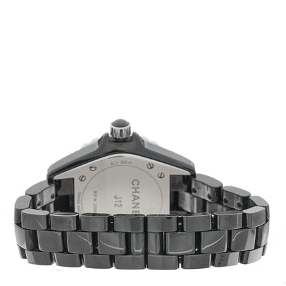 Chanel Stainless Steel Ceramic Diamond 33mm J12 Quartz Watch Black 3 of 4