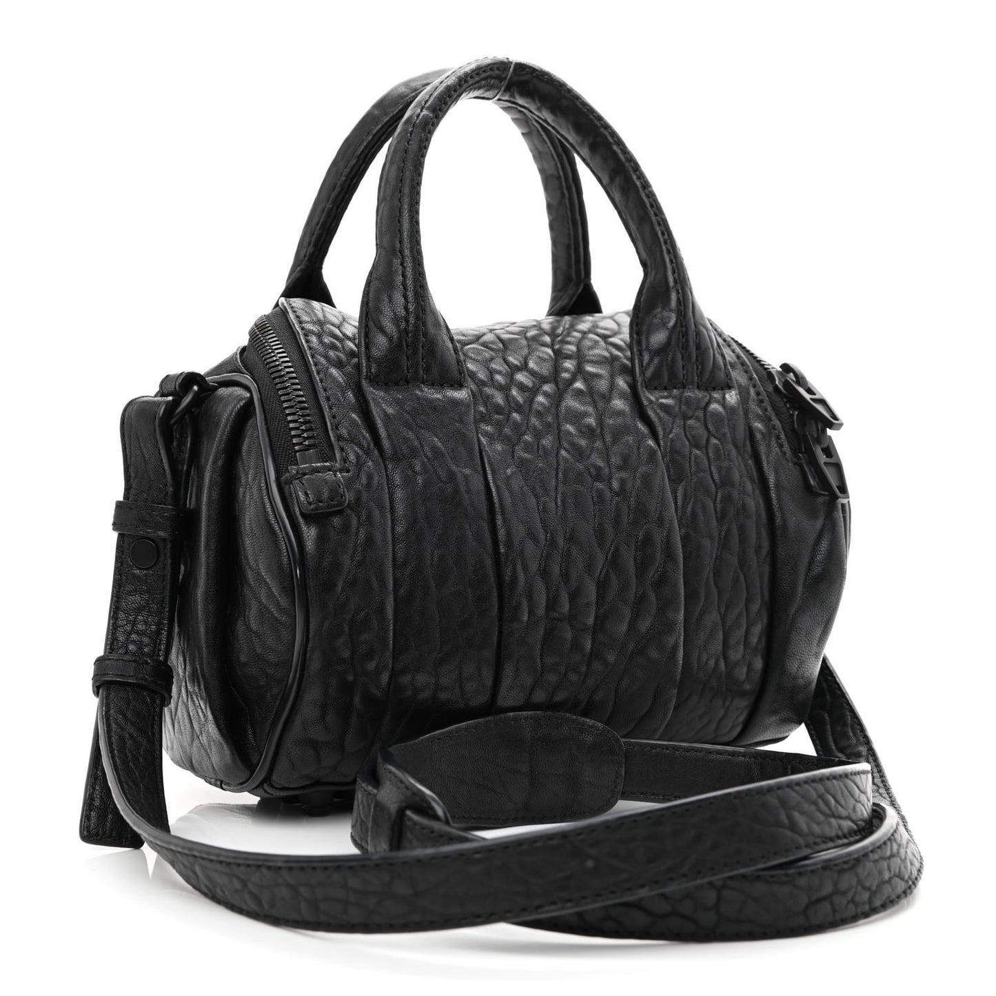 Pebbled Lambskin Mini Rockie Black Matte Black Hardware