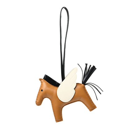 Hermes Milo Lambskin Grigri Rodeo Pegase Horse Bag Charm MM Sesame Black Nata 1 of 5