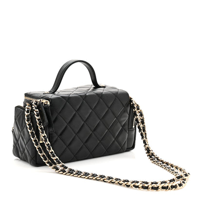 Chanel Lambskin Quilted Multi Pocket Top Handle Vanity With Chain Black 4 of 11