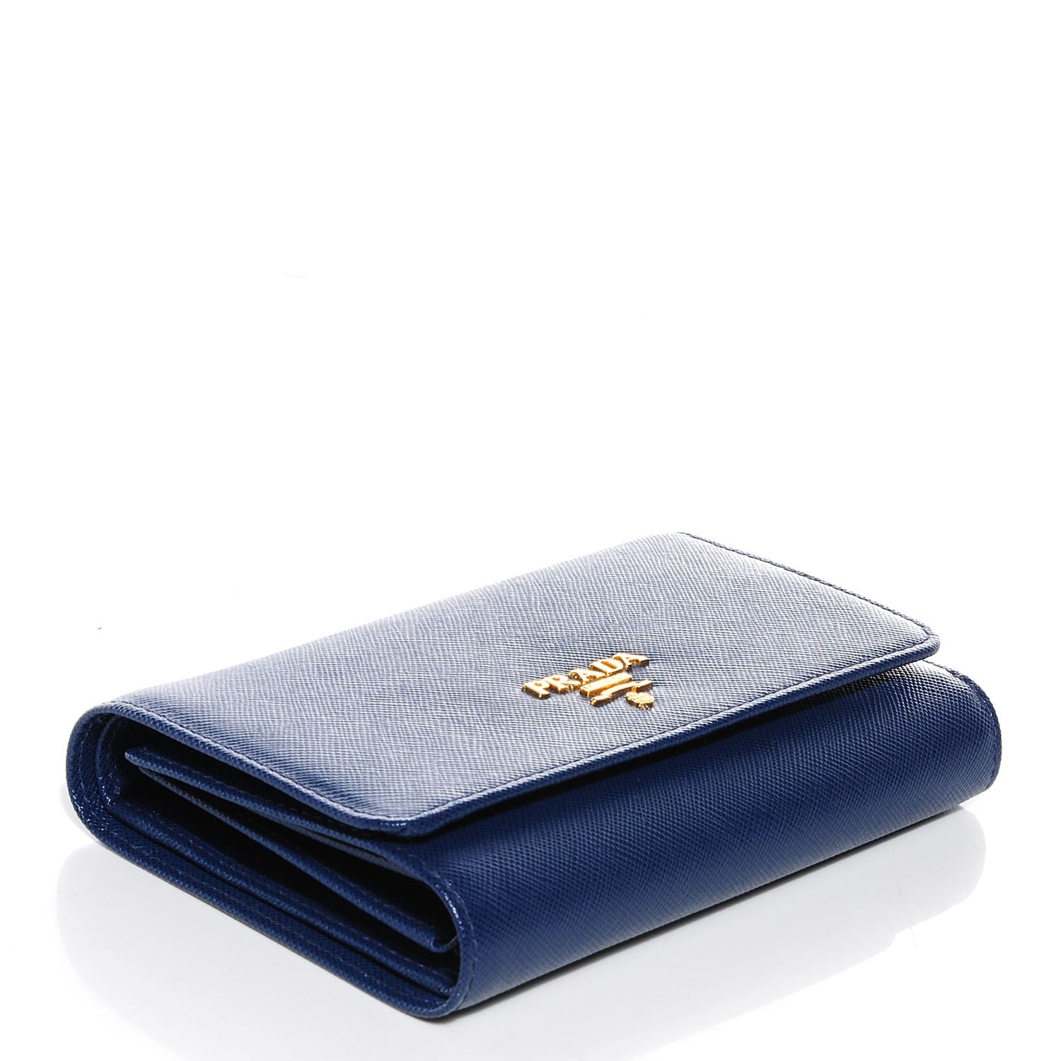 Prada Saffiano Metal Flap Wallet Bleuette 4 of 10