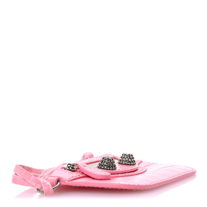 Balenciaga Calfskin Crocodile Embossed Crystal Le Cagole Coin Card Holder Sweet Pink 4 of 7