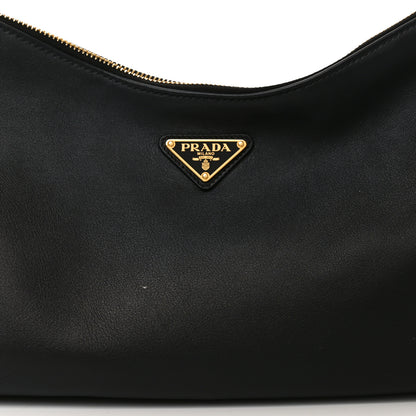 Prada Soft Calfskin Large Aimée Shoulder Bag Black 7 of 9