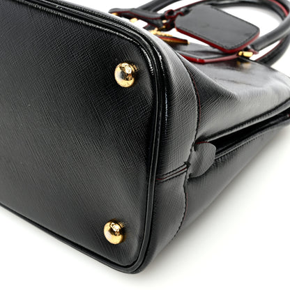 Prada Saffiano Vernice Small Promenade Tote Black Rosso 9 of 13
