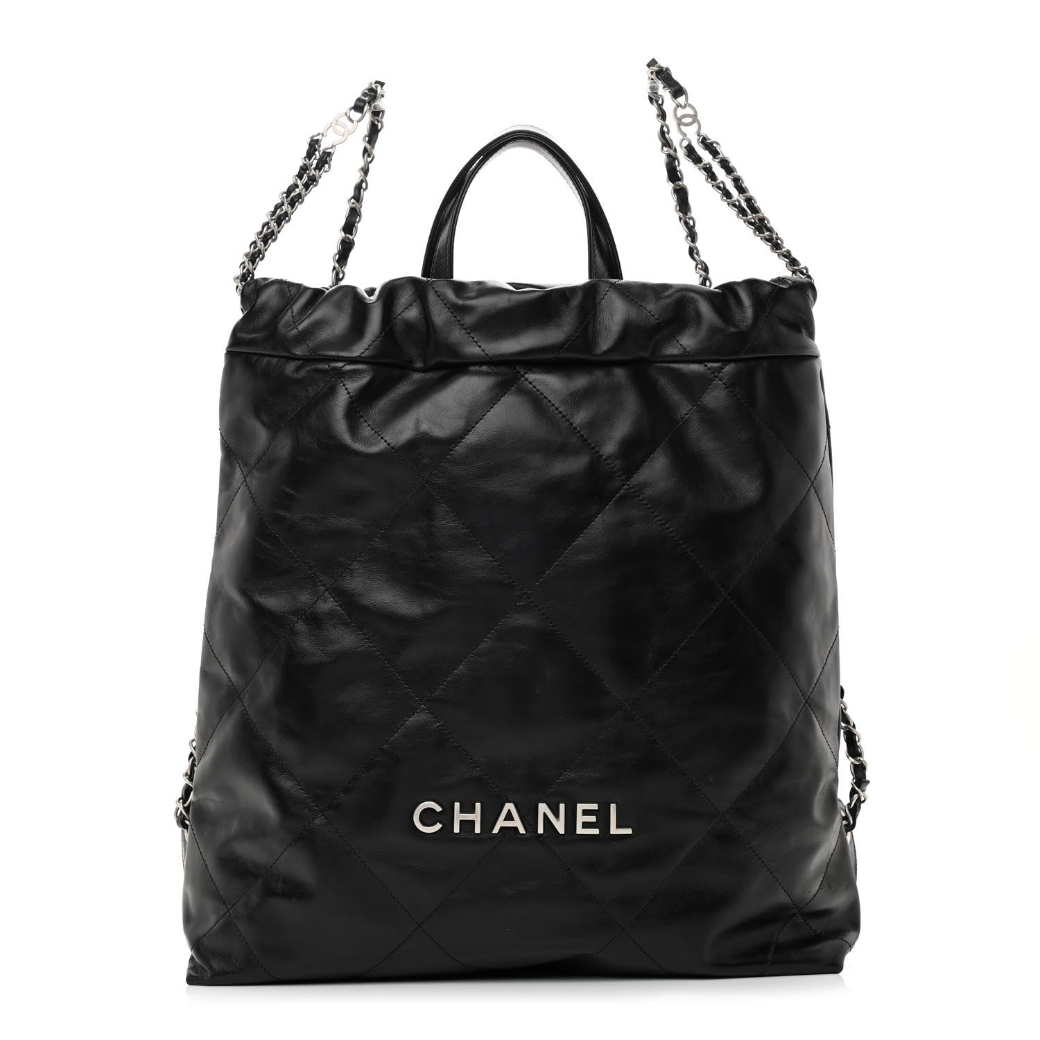 Chanel Shiny Calfskin Quilted Chanel 22 Backpack Black 1 of 10