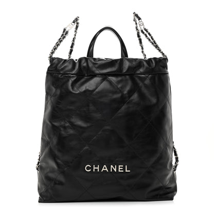 Chanel Shiny Calfskin Quilted Chanel 22 Backpack Black 1 of 10