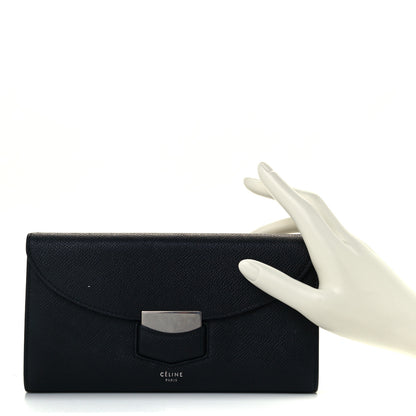 Celine Grained Calfskin Large Trotteur Multifunction Flap Wallet Black 2 of 9