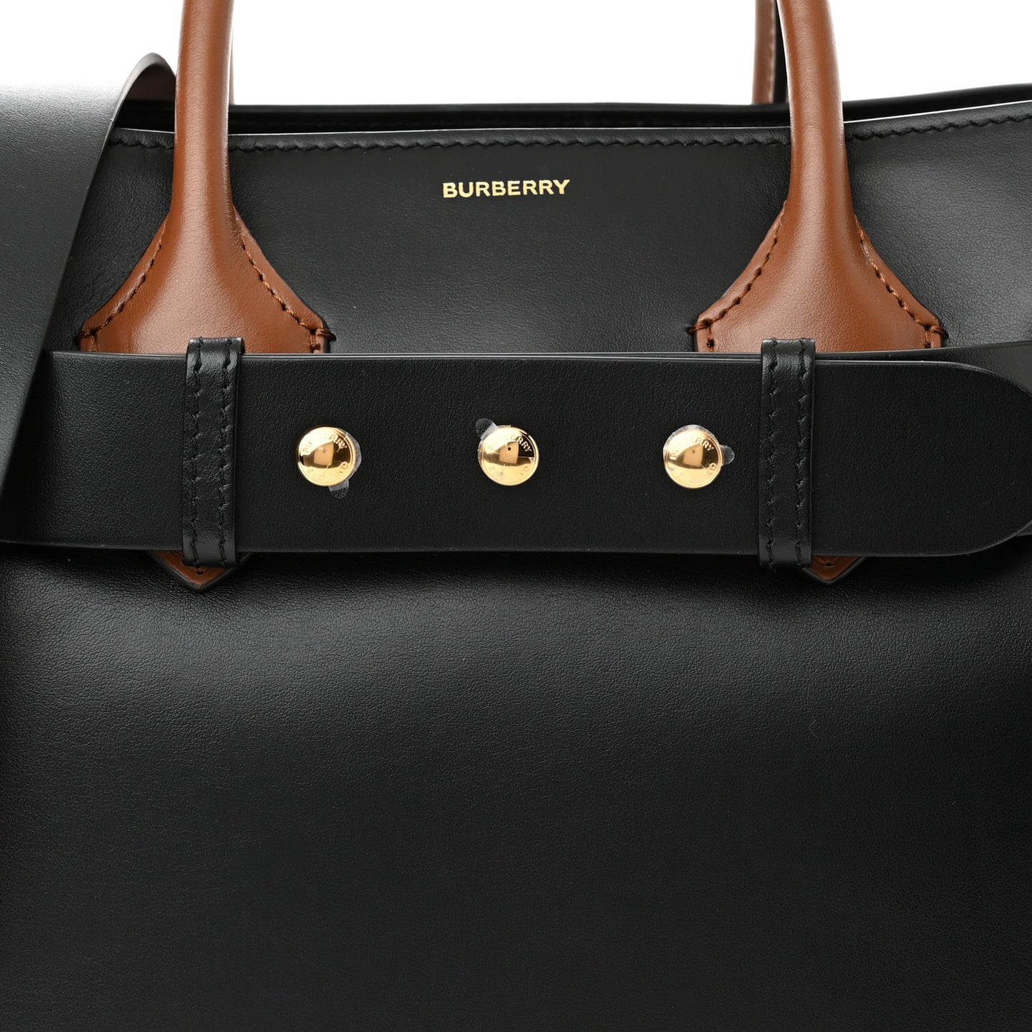 Smooth Calfskin Triple Stud Small Belt Bag Black Tan