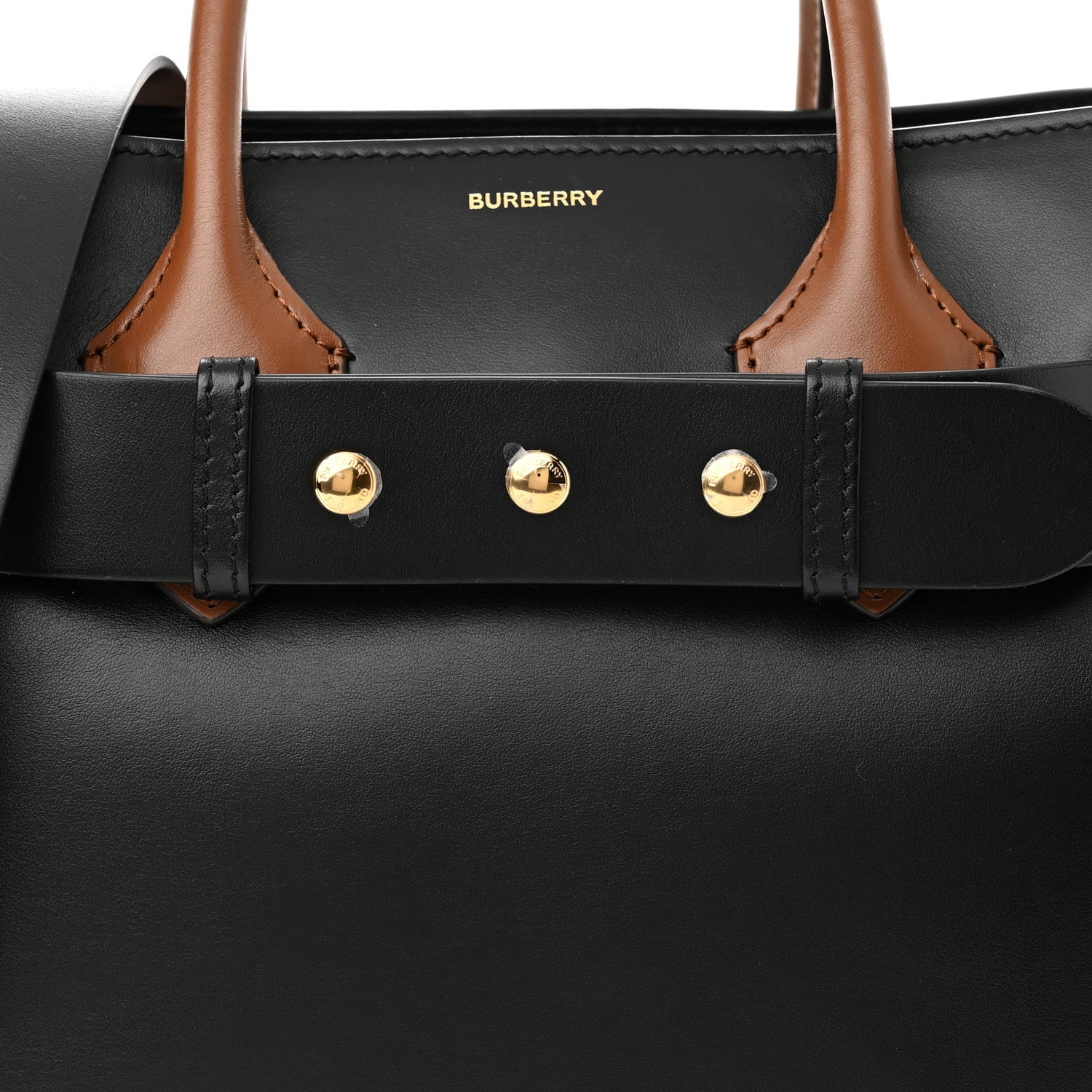 Burberry Smooth Calfskin Triple Stud Small Belt Bag Black Tan 6 of 9