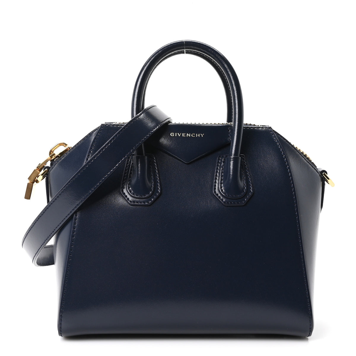 Shiny Lord Calfskin Mini Antigona Navy