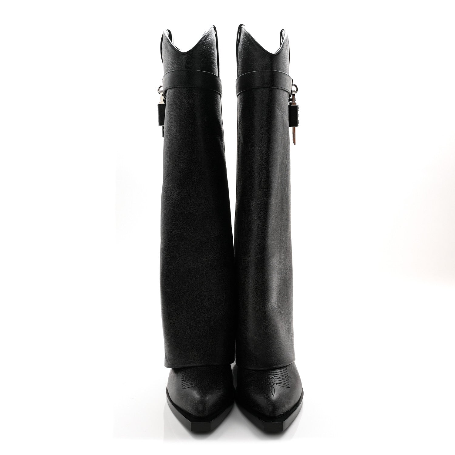 Givenchy Calfskin Cowboy Shark Lock High Boots 38 Black 2 of 7