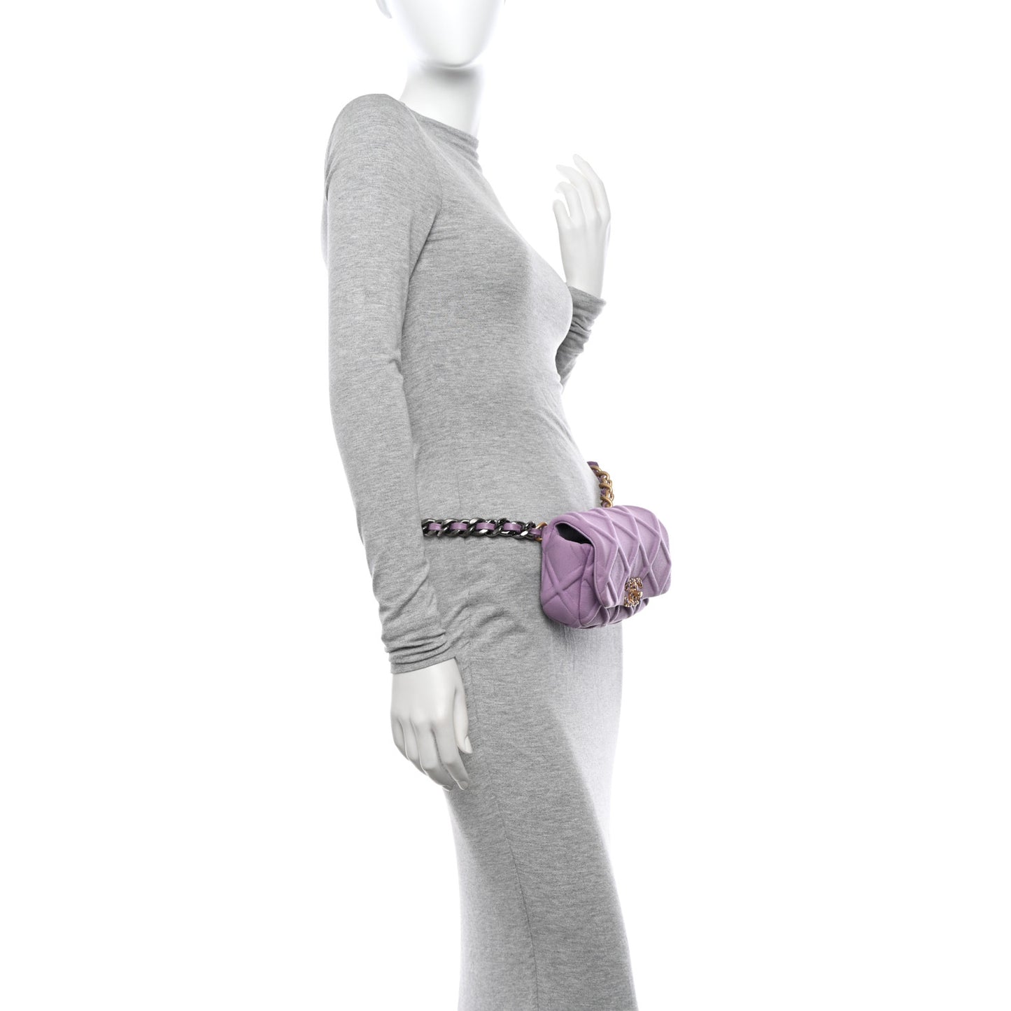 Jersey Quilted Chanel 19 Waist Bag Purple