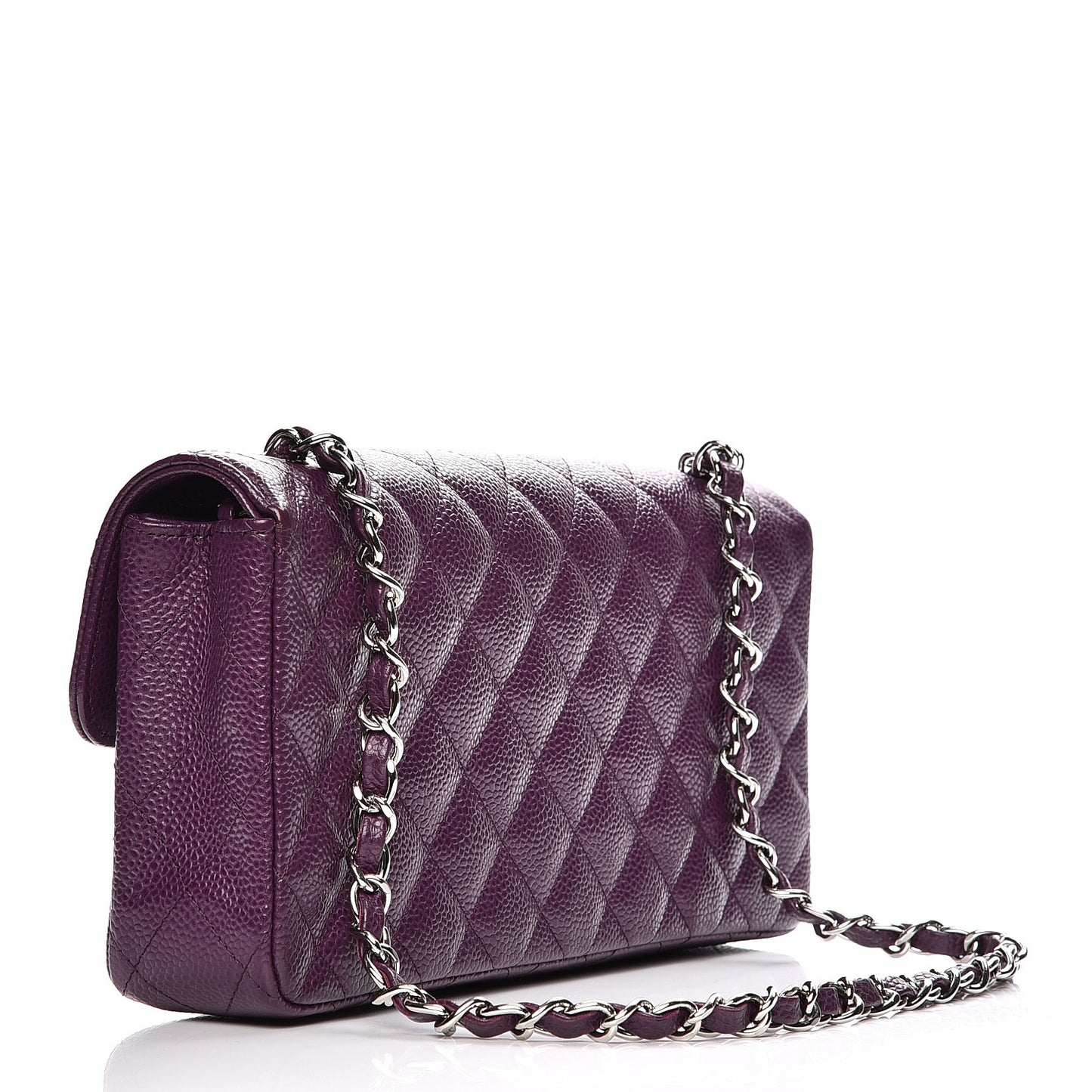Caviar Quilted East West Flap Dark Purple