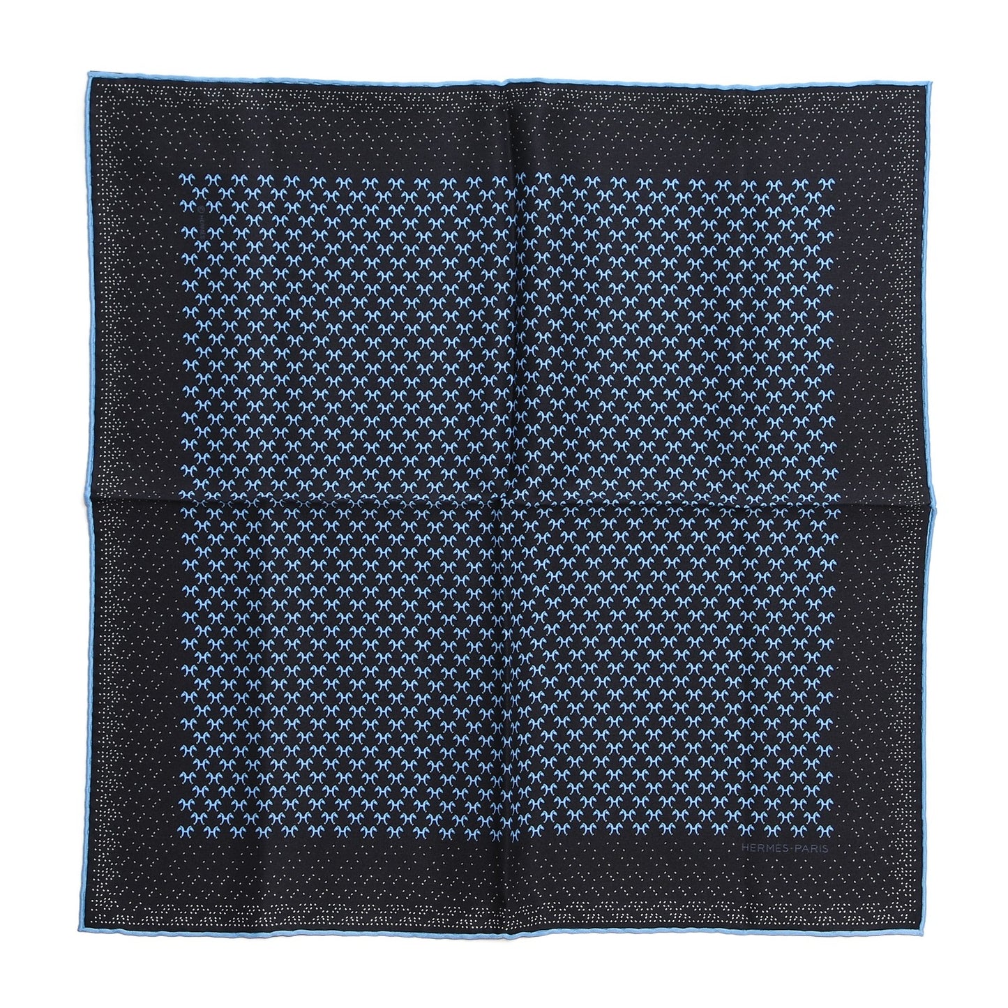 Silk Indian Horse Pocket Square Anthracite Ciel Gris