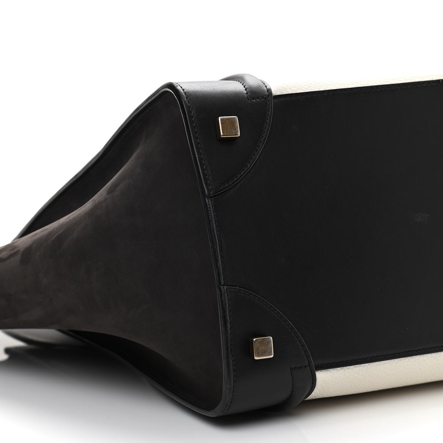 Nubuck Drummed Calfskin Mini Bi-Color Luggage Black White
