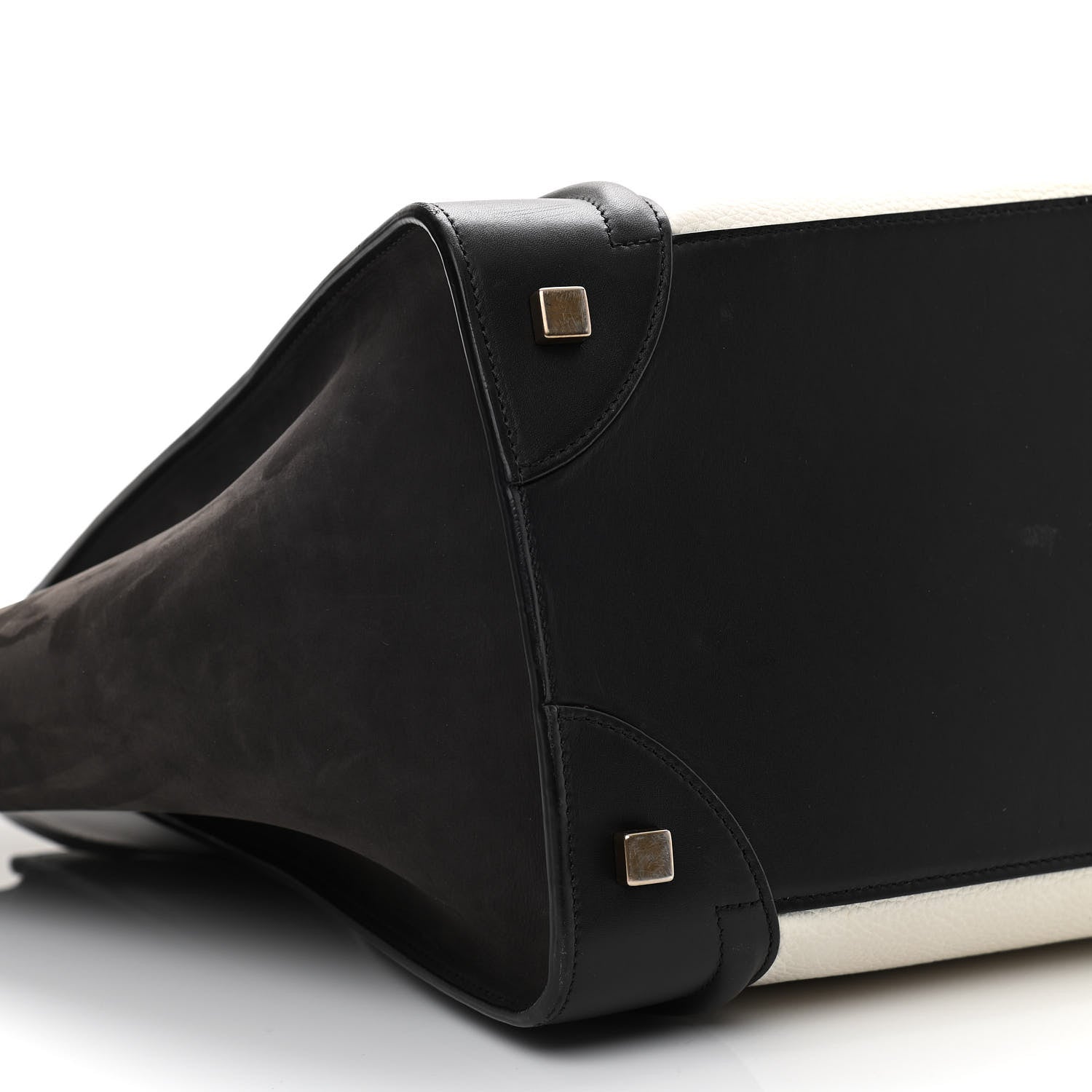 Celine Nubuck Drummed Calfskin Mini Bi-Color Luggage Black White 9 of 12