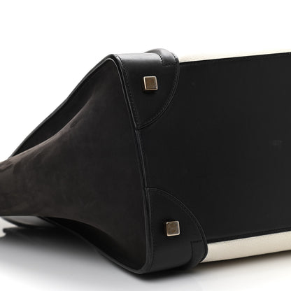 Celine Nubuck Drummed Calfskin Mini Bi-Color Luggage Black White 9 of 12