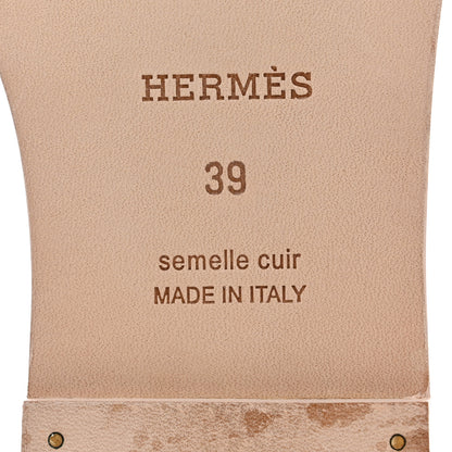 Hermes Box Calfskin Oran Sandals 39 Rose Pale 8 of 8