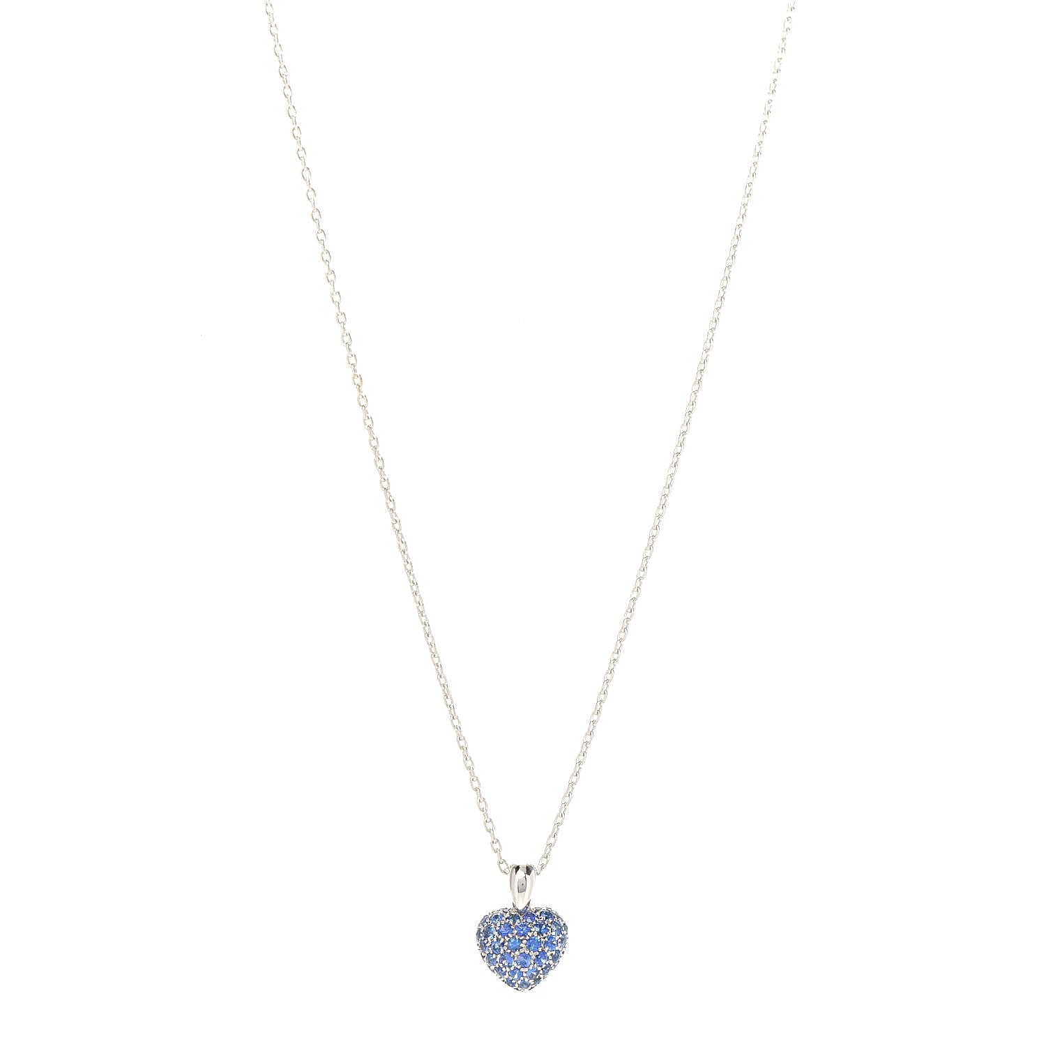 Chopard 18K White Gold Blue Sapphire Heart Pendant Necklace 1 of 7