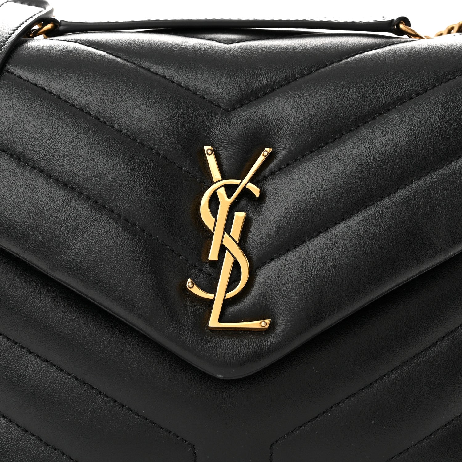Saint Laurent Calfskin Y Quilted Monogram Small Loulou Chain Satchel Black 8 of 12