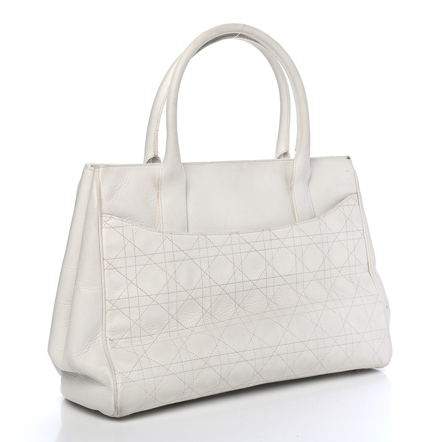 Cannage Stitched Tote White