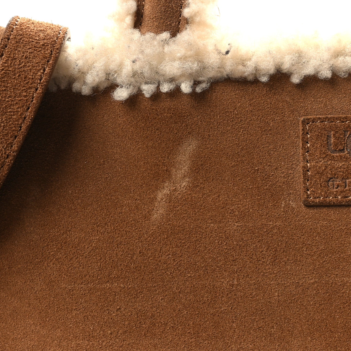 X UGG Suede Shearling Medium Shopping Bag Chestnut