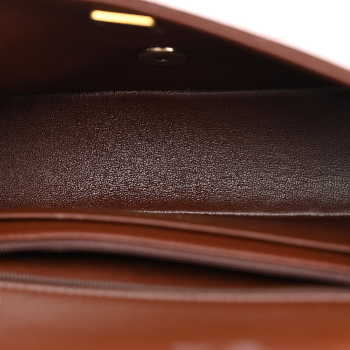 Lambskin Quilted Mini Top Handle Rectangular Flap Dark Brown