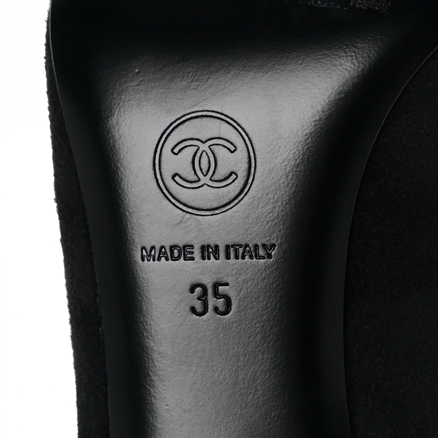 Suede Patent Calfskin Cap Toe Pearl Mule 35.5 Black
