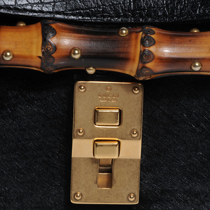 Gucci Calf Hair Calfskin Mini Bamboo Bullet Black 5 of 8