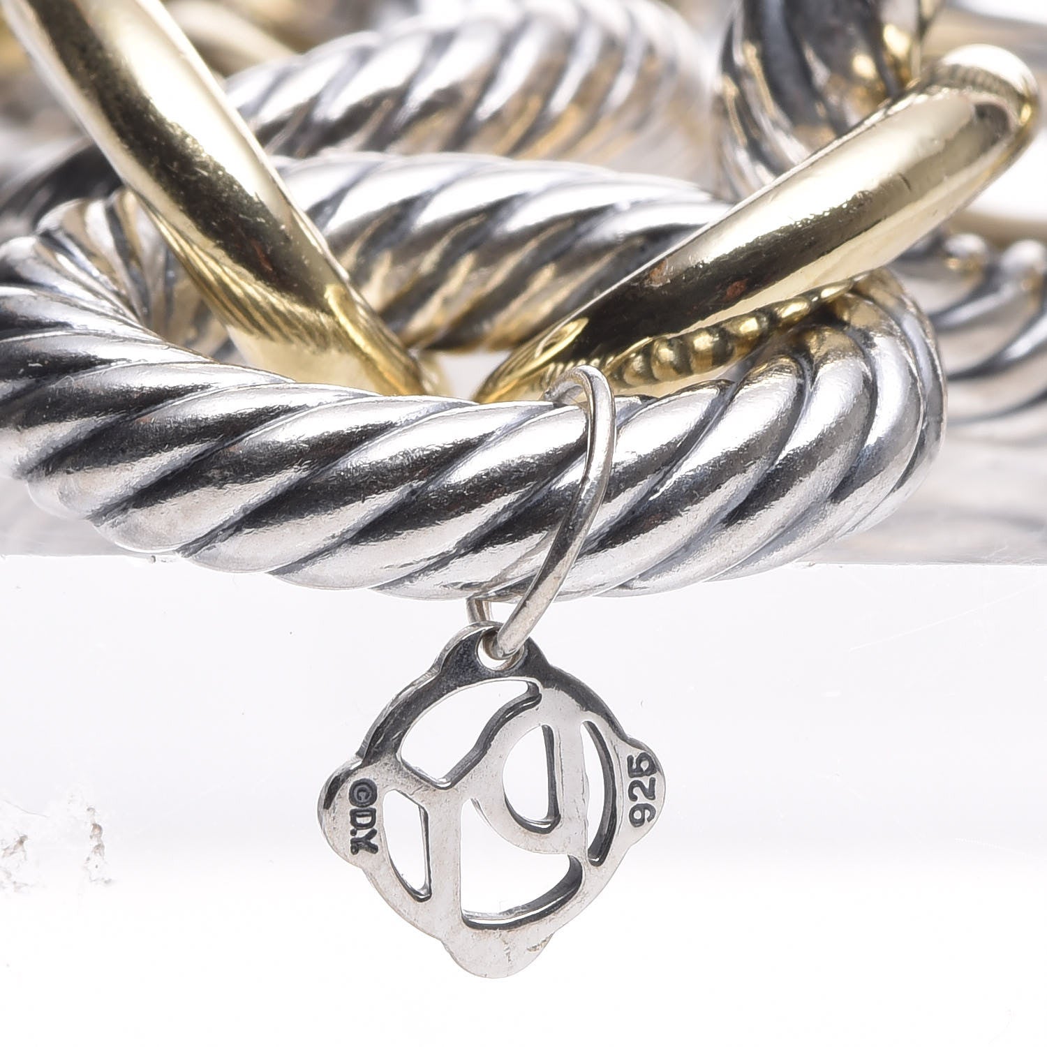 David Yurman Sterling Silver 18K Yellow Gold 12mm Large Oval Link Bracelet 4 of 5