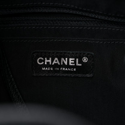 Chanel Deerskin Chevron Large CC Chain Bucket Drawstring Bag Black 6 of 9